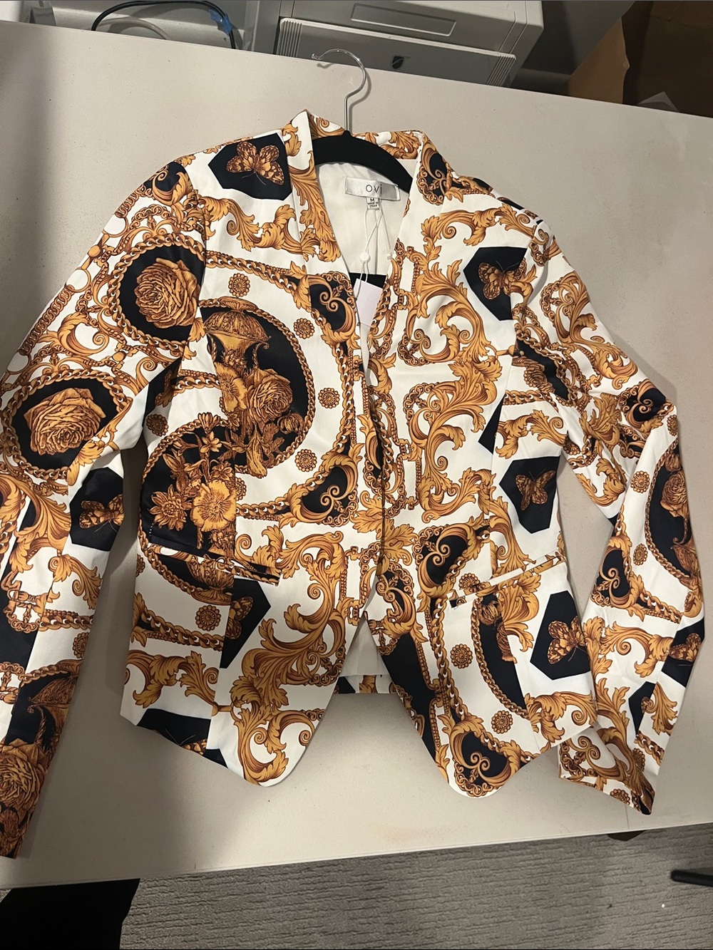 Boutique White, Gold & Black Baroque Blazer
